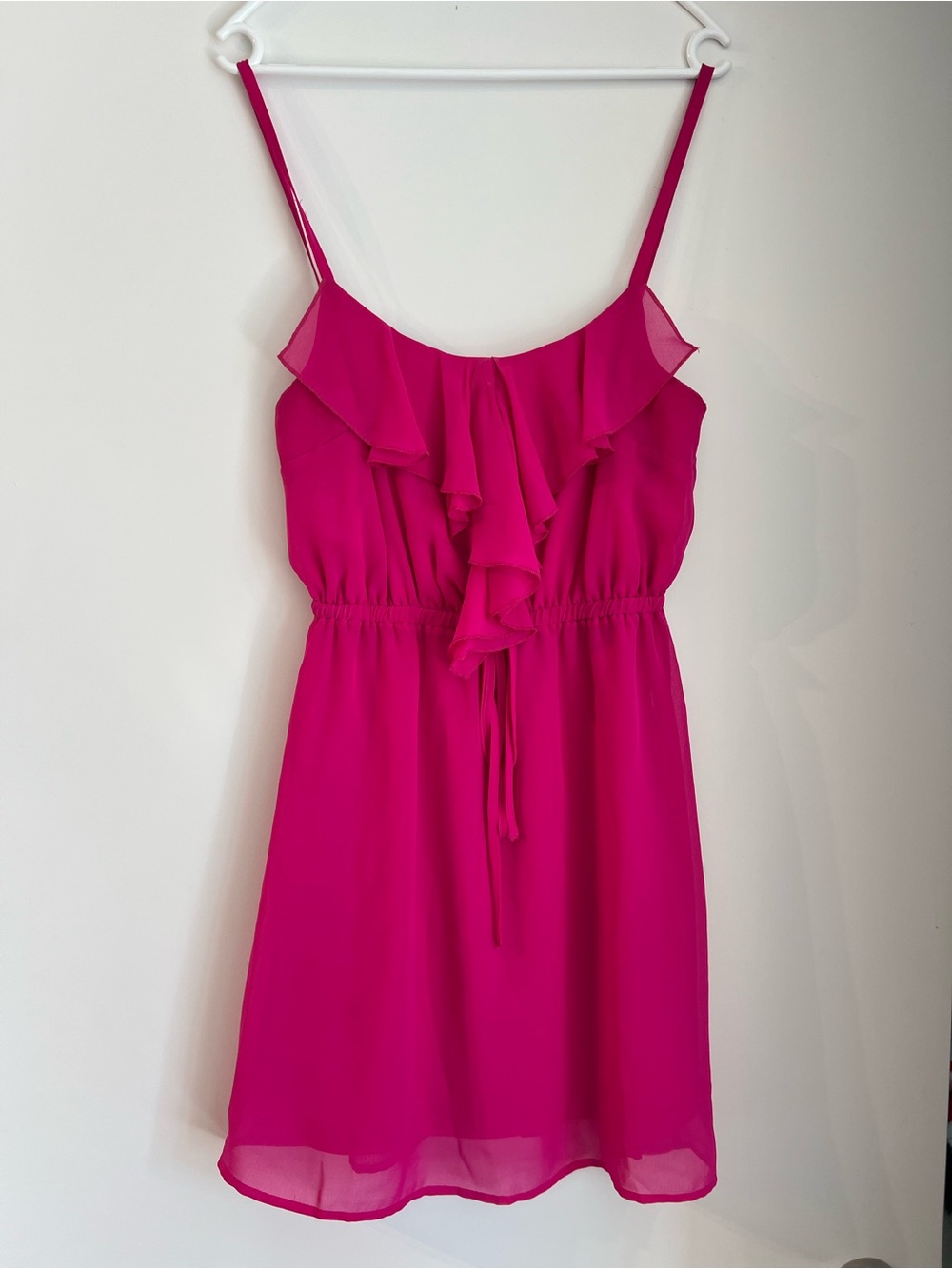 Forever 21 Hot Pink Ruffle Spaghetti Strap Mini Dress